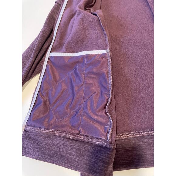 Title Nine Crash Polartec Bomber Jacket Sz L Purple Pockets Thumbholes Athletic - Picture 12 of 15